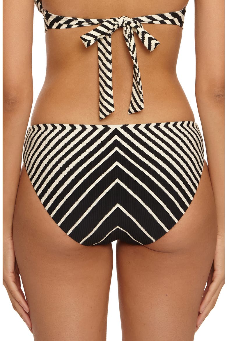 Net Stripe Rib Hipster Bikini Bottoms, Alternate, color, BLACK/ VANILLA
