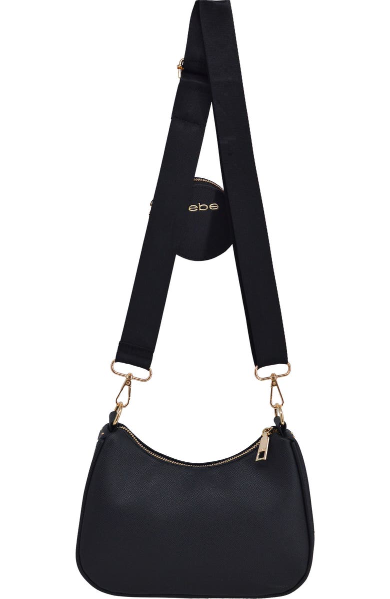 bebe Sagan Stud Crossbody Bag with Zip Pouch, Alternate, color, Black