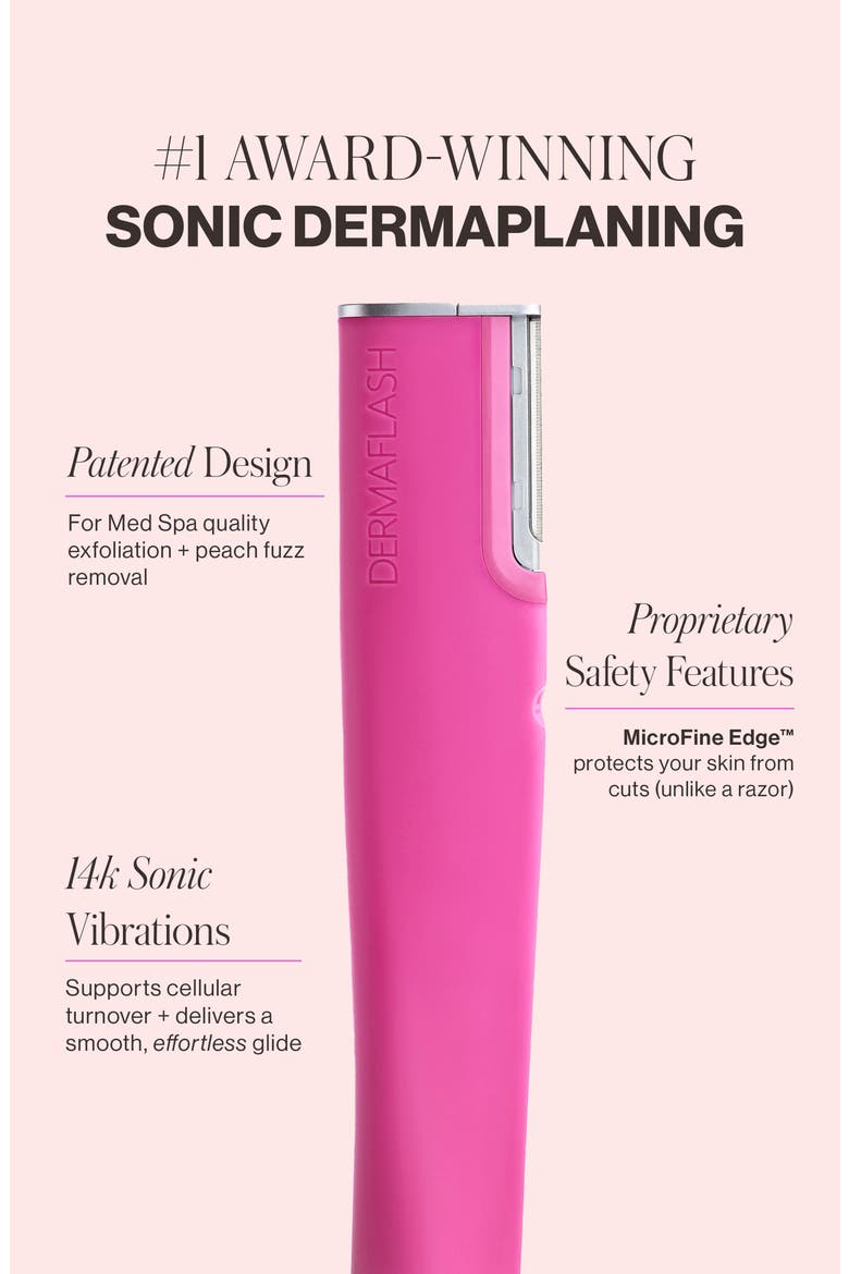 LUXE+ Anti-Aging Sonic Dermaplaning + Peach Fuzz Removal Set, Alternate, color, POP PINK