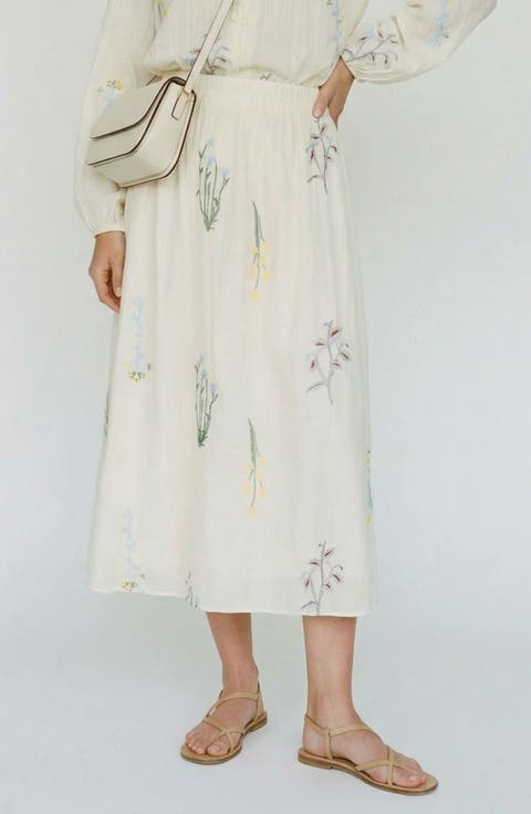 Lina Embroidered Midi Skirt