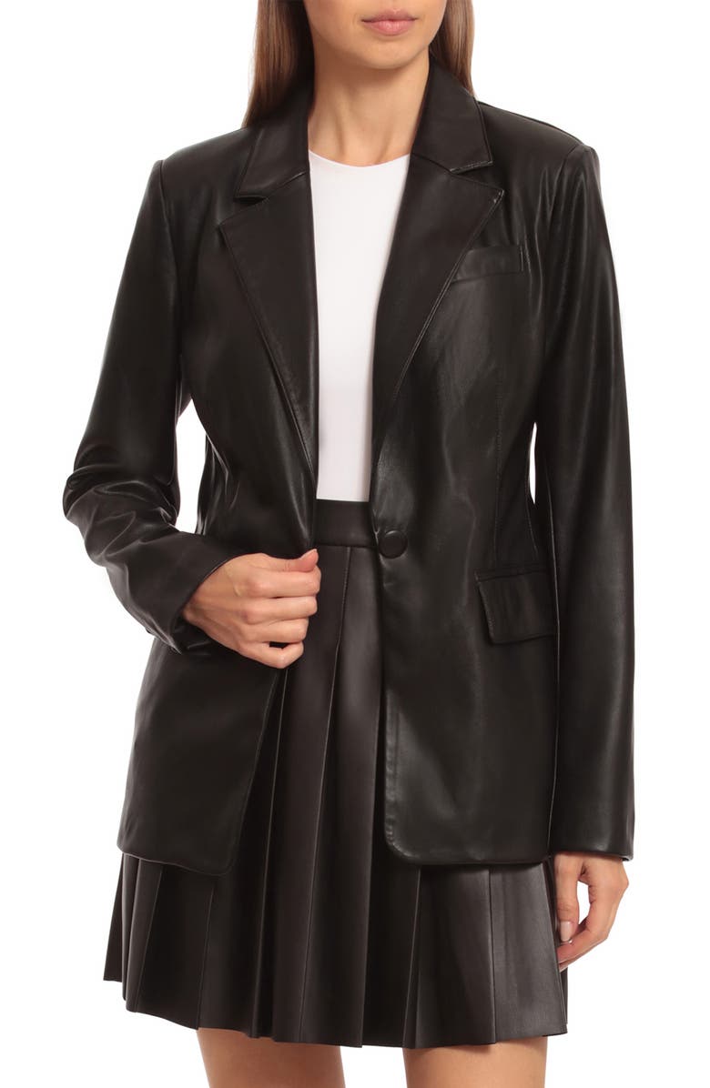 Avec Les Filles Structured Faux Leather Blazer, Alternate, color, 