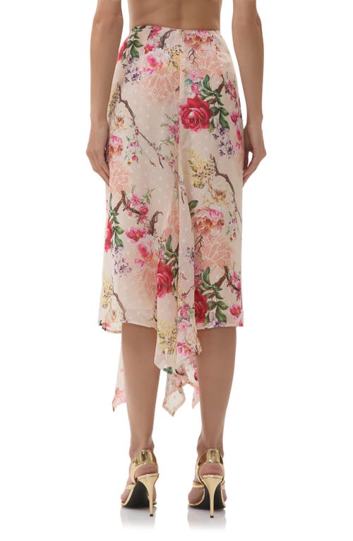 Afrm Sablyn Asymmetric Chiffon Midi Skirt In Pink