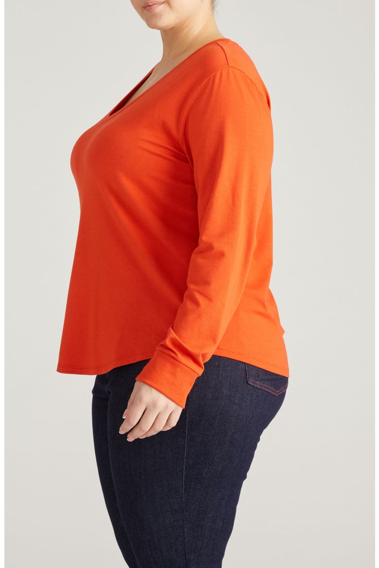 Long Sleeve V-Rex Tee, Alternate, color, ORANGE FLAME