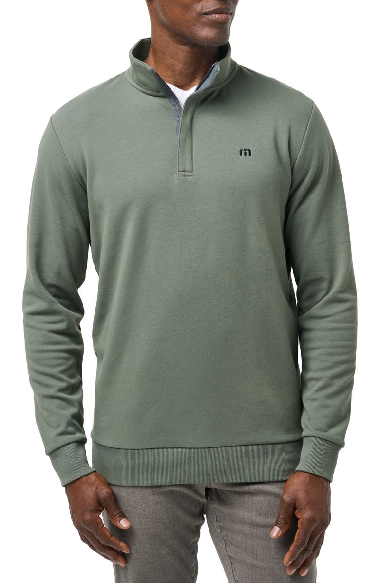 TravisMathew Cloud 2.0 Quarter Zip Pullover, Main, color, Dark Olive