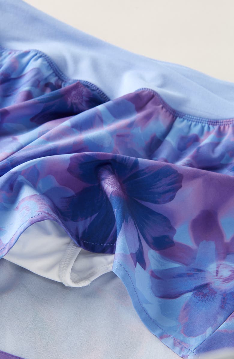 Zella Girl Kids' Finish Line Running Shorts, Alternate, color, Blue Hydrangea Digital Daisies