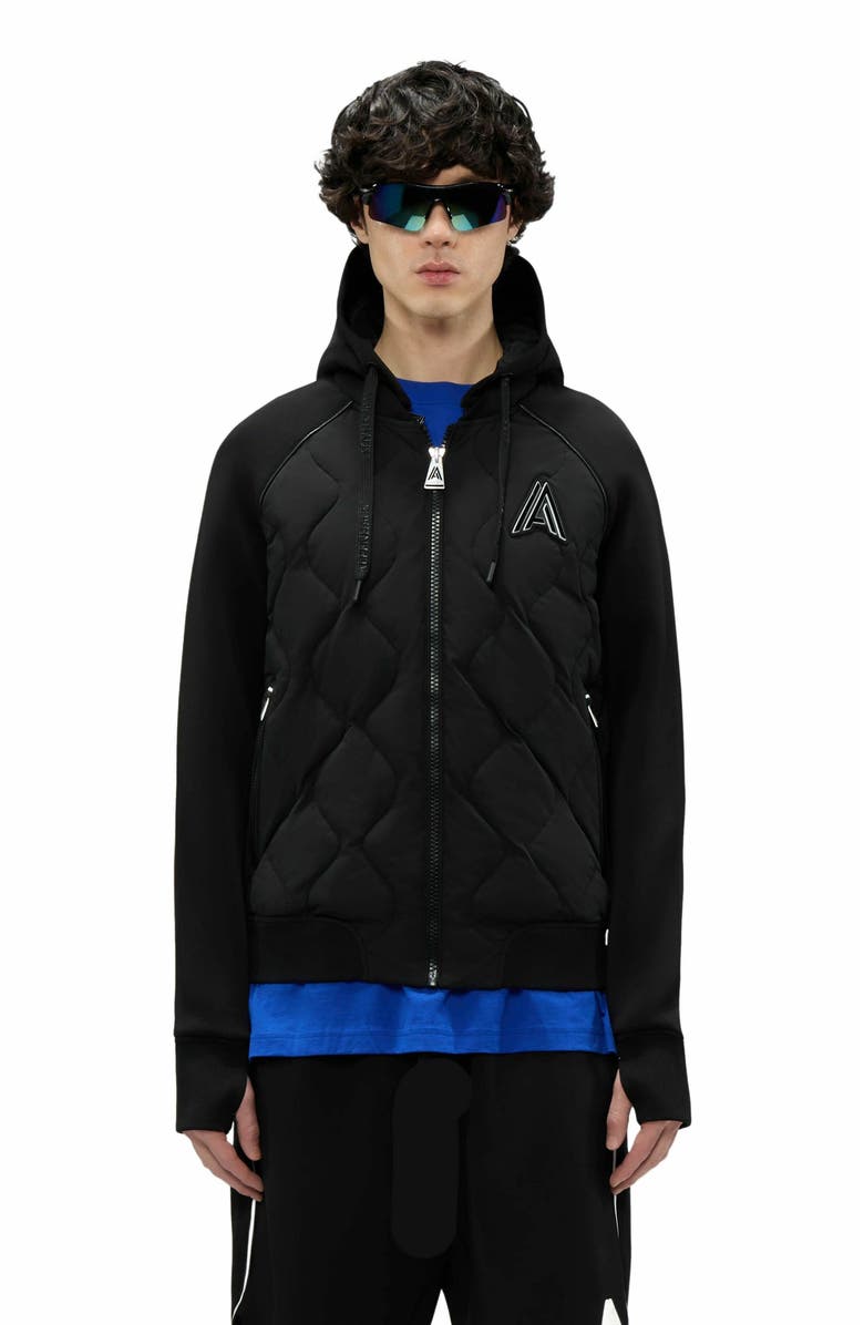 Alpenhaus Men's Bornant Hybrid Insulated Bomber Jacket with Removable Hood, Main, color, Black