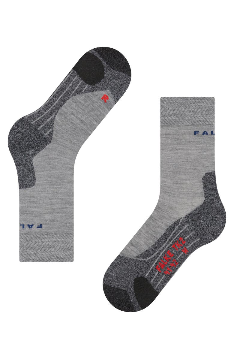 Falke TK2 Explore Melange Hiking Socks, Alternate, color, Mid Grey Melange