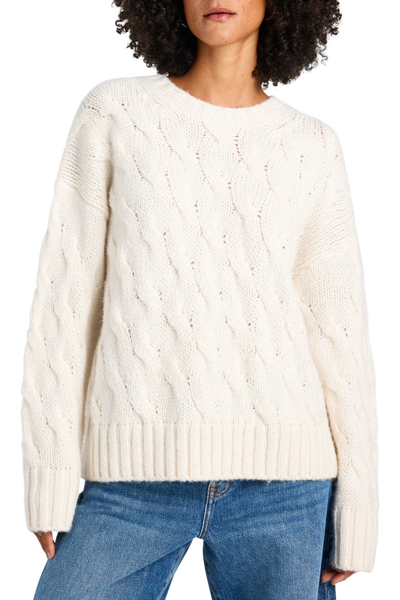 Maeve Cable Knit Sweater, Main, color, SNOW