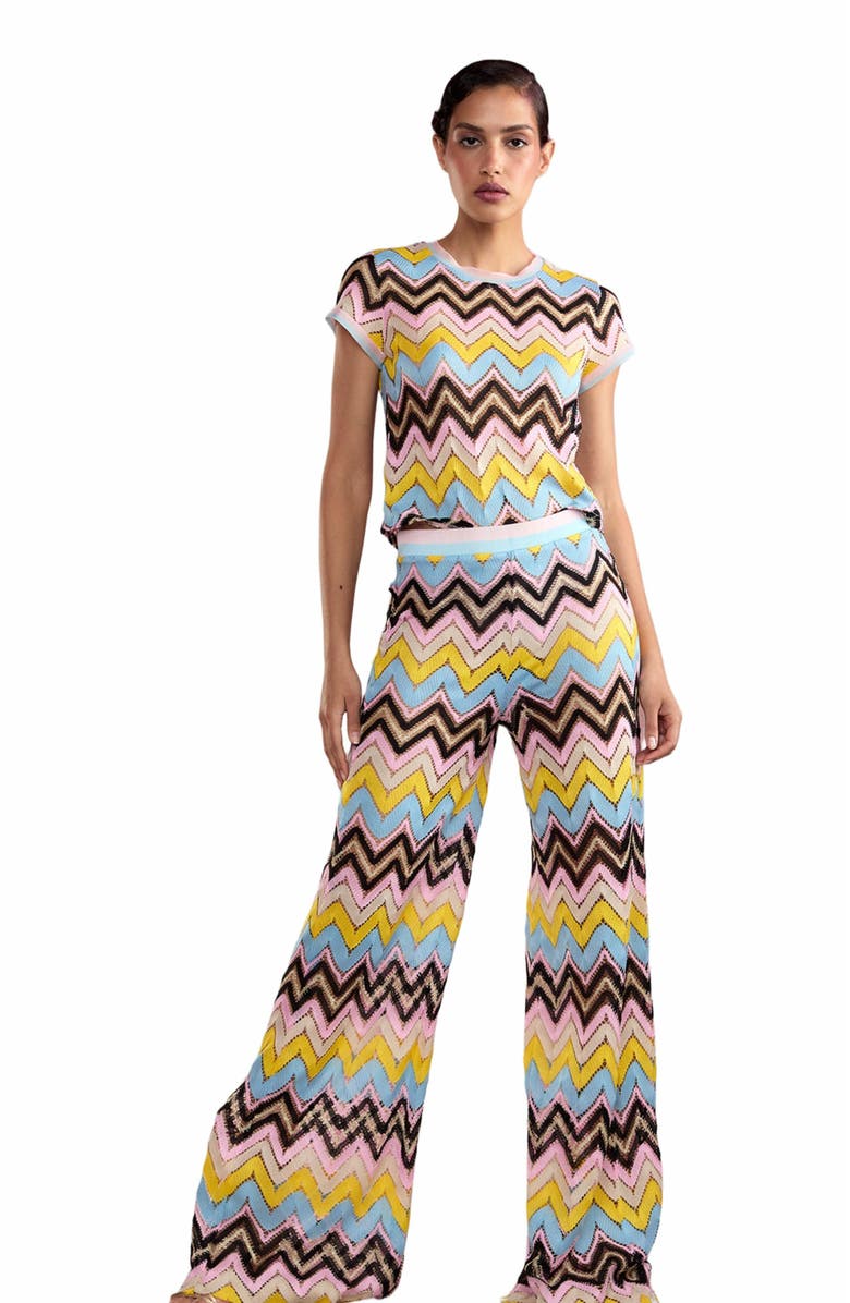 Cynthia Rowley Zigzag Knit Pants, Alternate, color, 