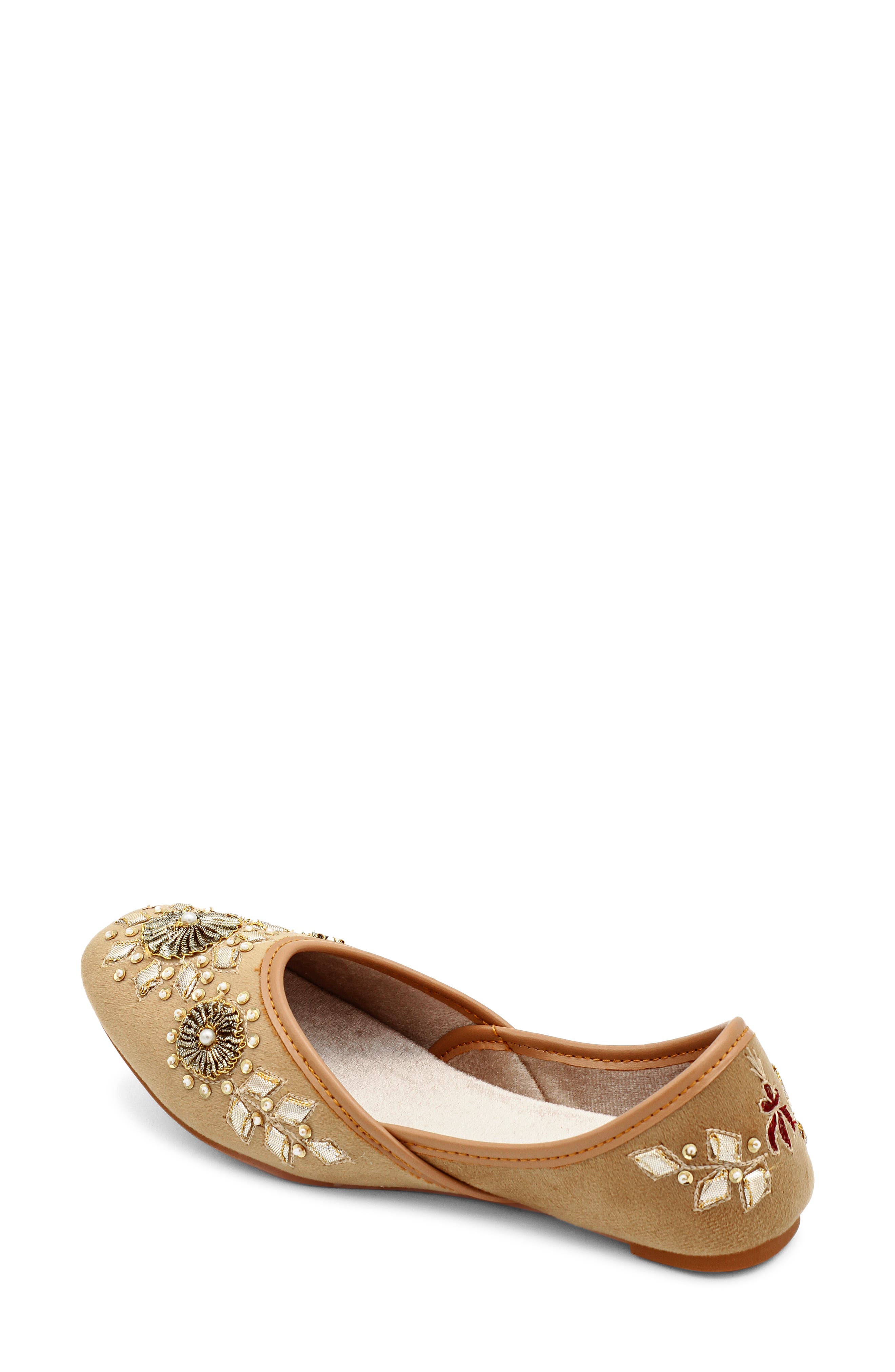 FUCHSIA Whistledown Embroidered Jutti Flat, Alternate, color, Gold