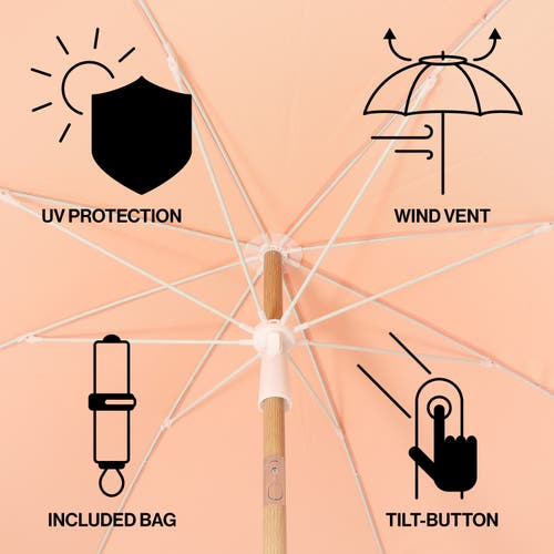 Jonathan Y Mariner 6.5 Ft. Classic Cottage Fringe Tassel Market Beach Umbrella With Push Button Tilt In Pink