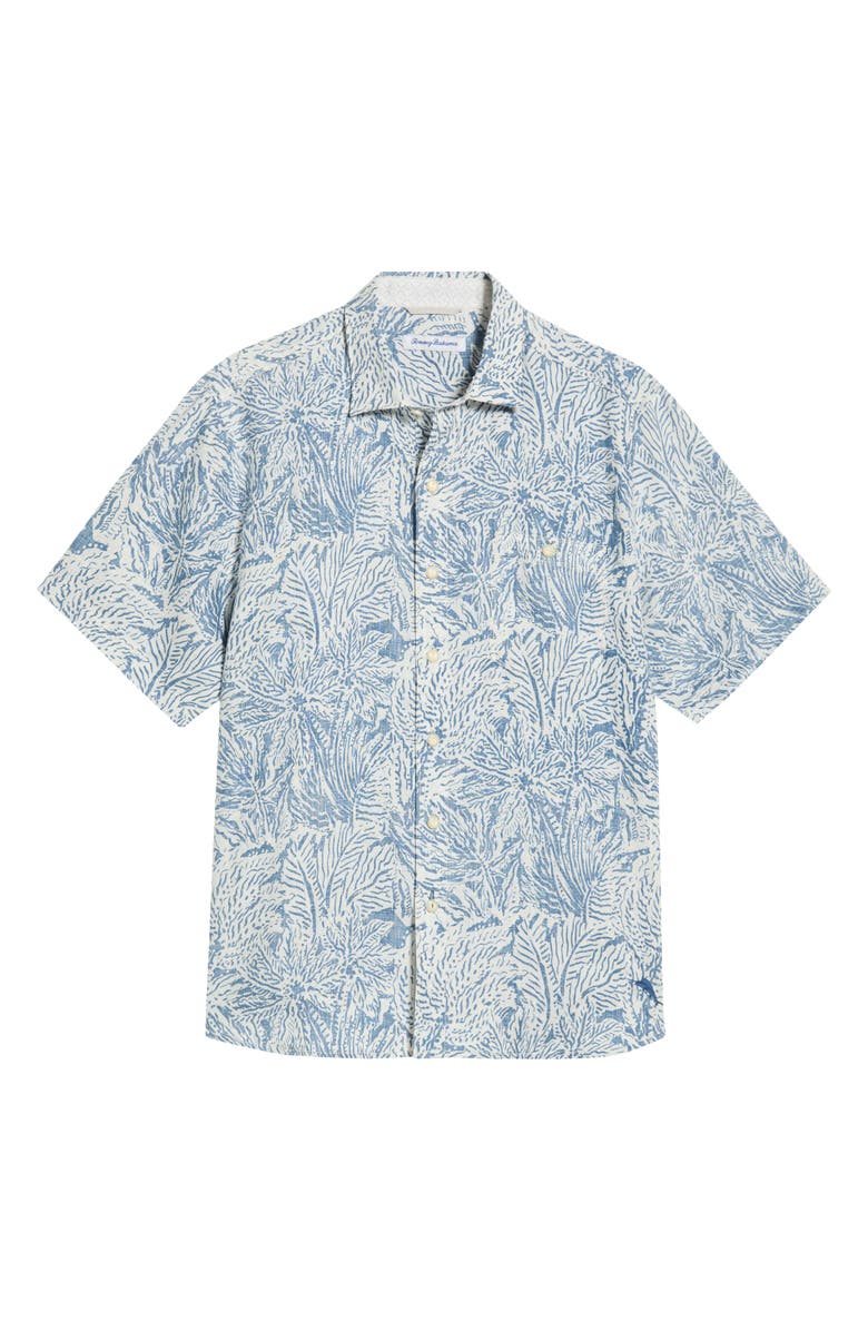 Tommy Bahama Antigo Vines Leaf Print Short Sleeve Linen Button-Up Shirt, Alternate, color, Kingfish