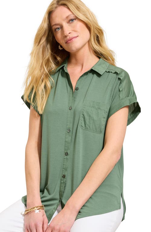 Tommy Bahama Kauai Hybrid Camp Shirt In Dark Jade