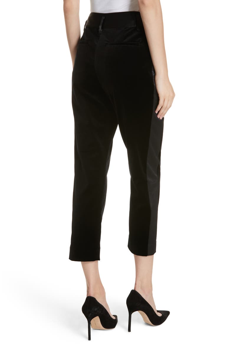 Velvet Crop Tuxedo Pants, Alternate, color, NOIR
