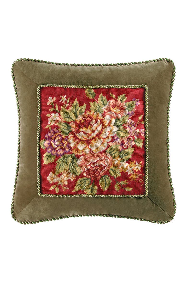 Rossa Needlepoint Accent Pillow Decor, Main, color, Red