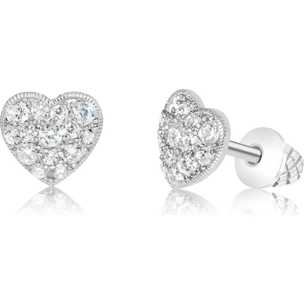 Chanteur Kids' Cubic Zirconia Heart Stud Earrings in Clear  product