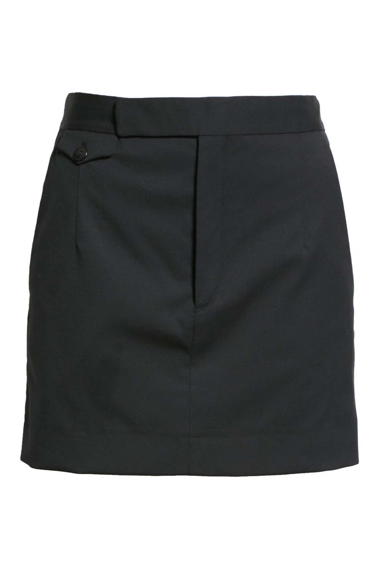 Trouser Stretch Wool Miniskirt, Alternate, color, BLACK