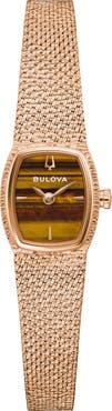 BULOVA Goddess of Time Tiger's Eye Mesh Strap Tonneau Watch, 17mm
