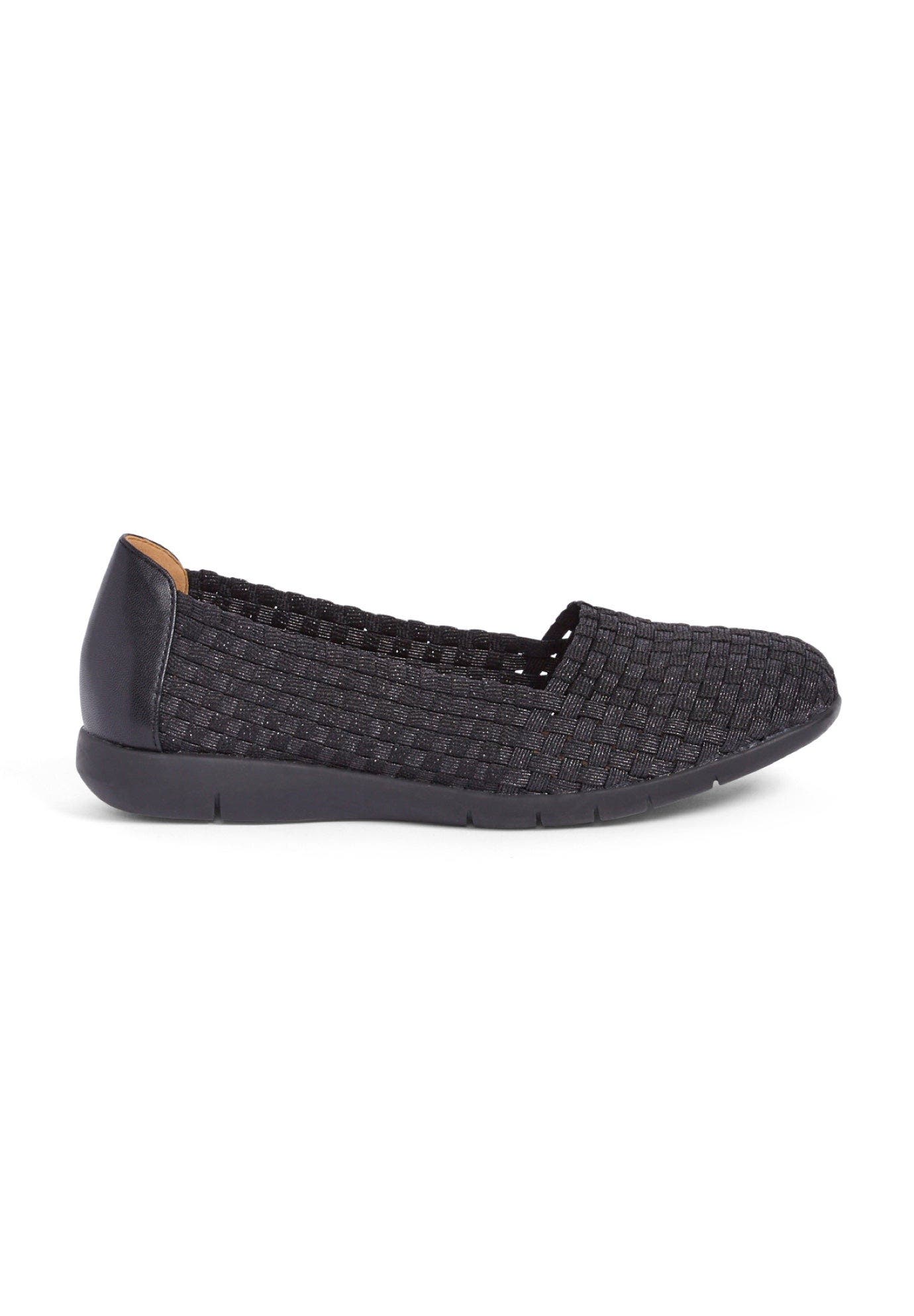 Comfortview The Bethany Stretch Woven Slip On Flat, Alternate, color, Black Metallic