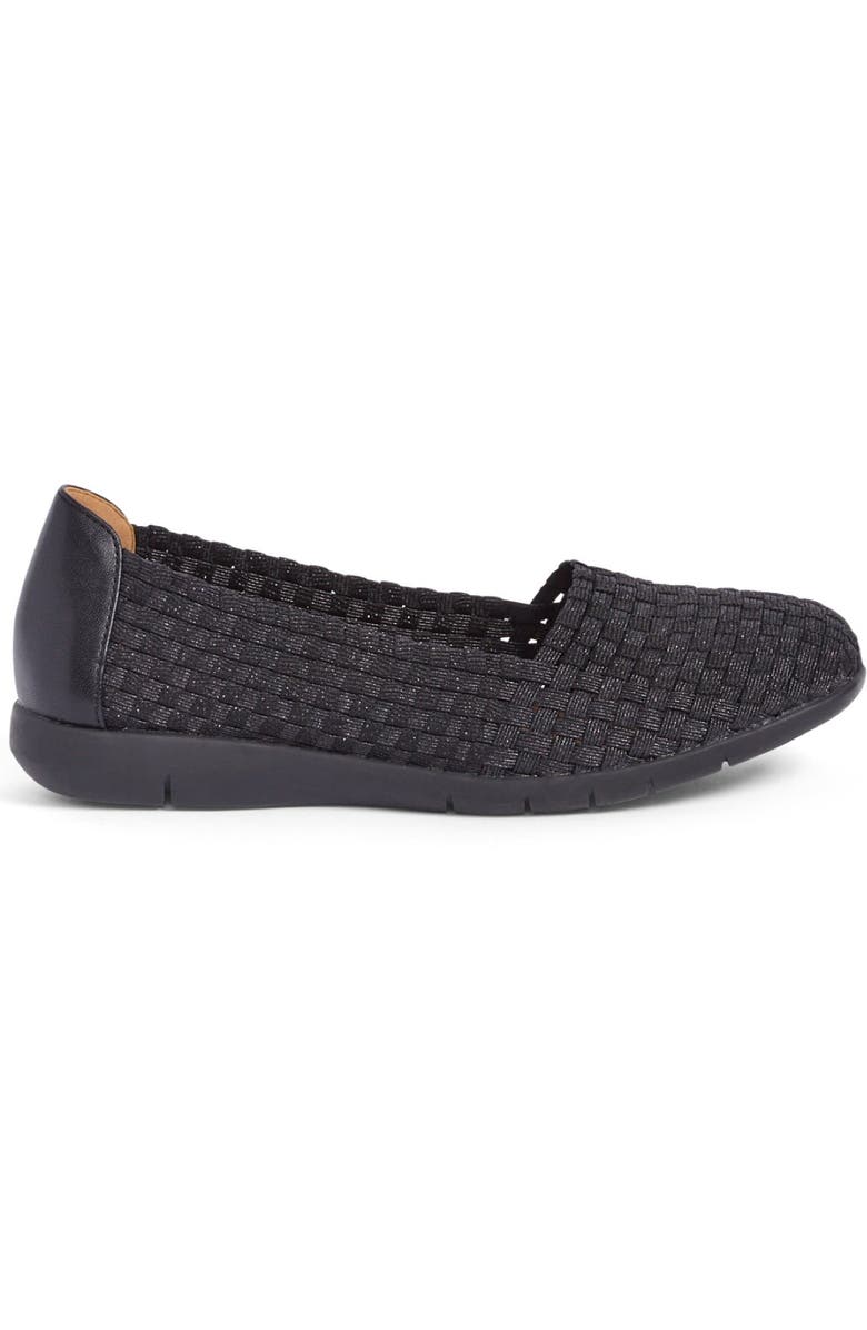 Comfortview The Bethany Stretch Woven Slip On Flat, Alternate, color, Black Metallic