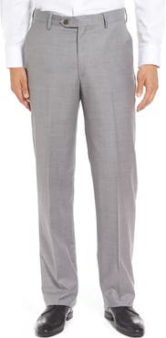 Berle Flat Front Solid Super 130s Wool Gabardine Trousers