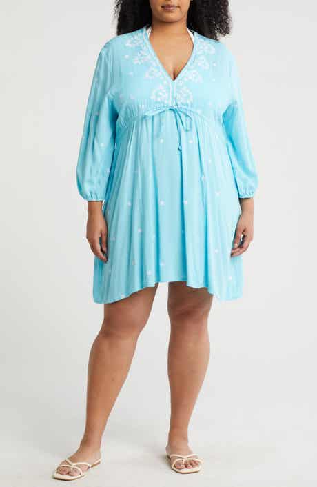 BOHO ME Embroidered 3/4 Sleeve Coverup