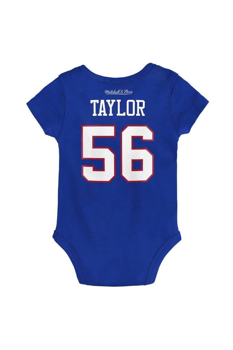 Newborn & Infant Mitchell & Ness Lawrence Taylor Royal New York Giants Retro Name & Number Bodysuit, Alternate, color, Royal