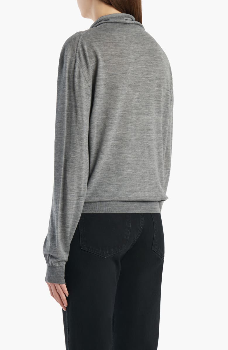 Khaite Annette Merino Wool Blend Funnel Neck Sweater, Alternate, color, Sterling