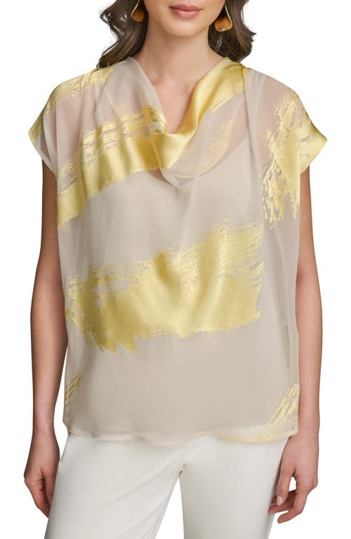 Donna Karan New York Dolman Sleeve Jacquard Top In Grey/yellow