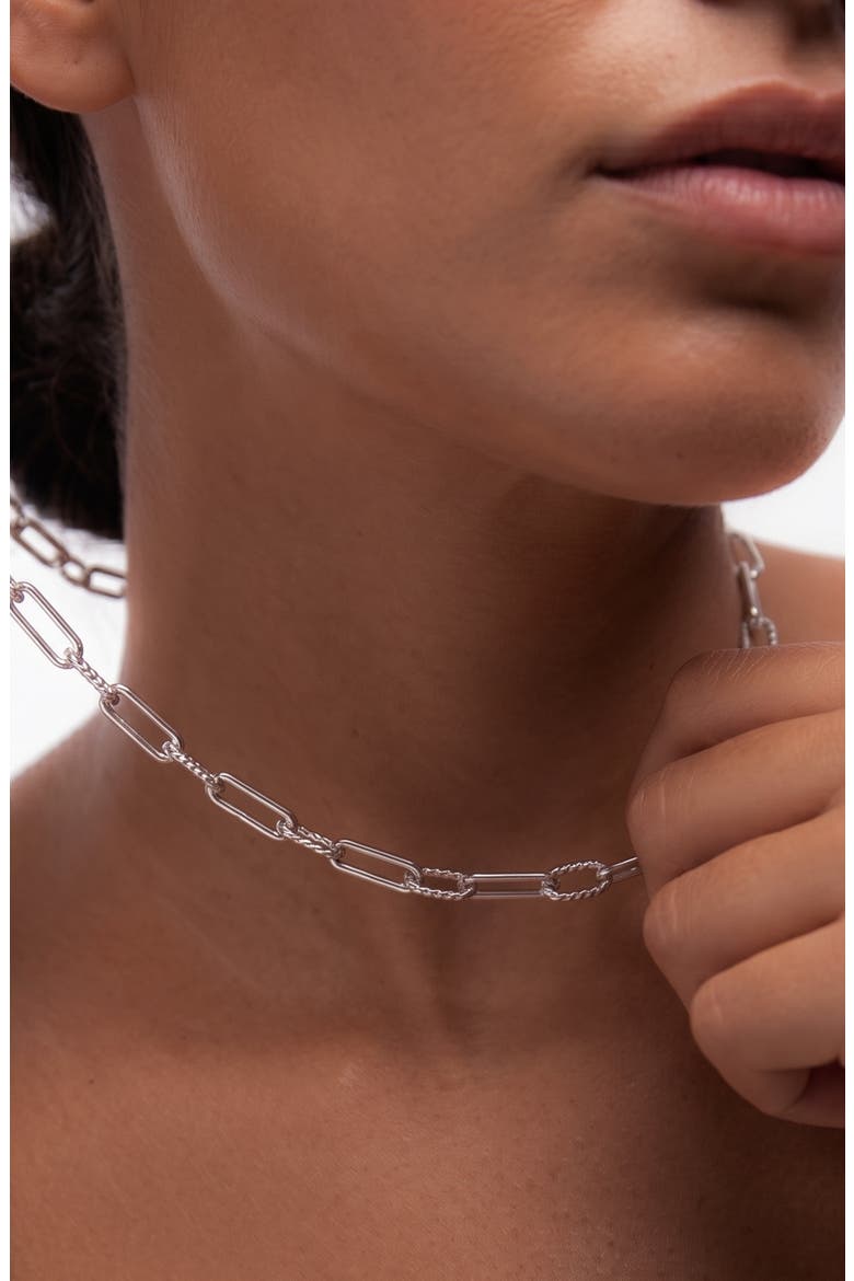 Molten Link Chain Necklace In Silver, Alternate, color, Silver