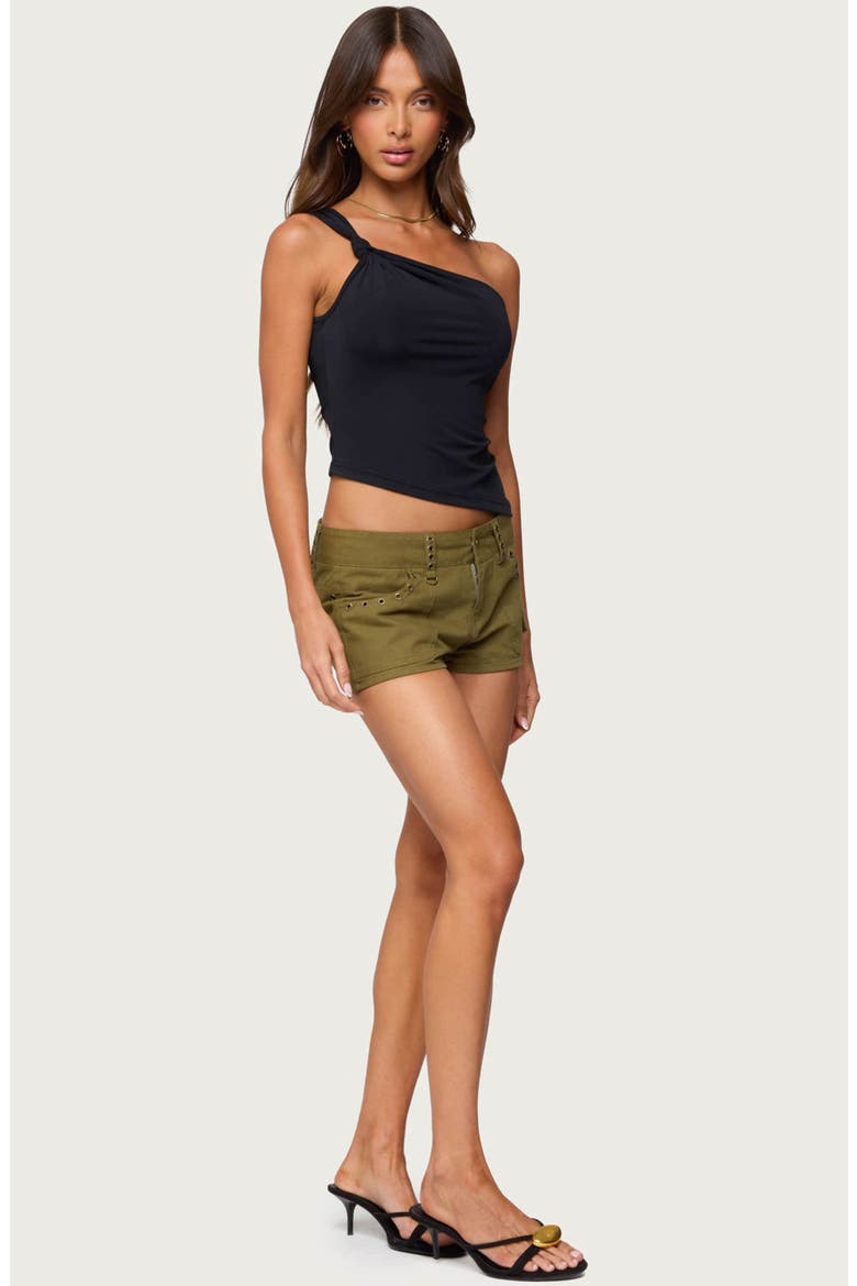 Knotted One-Shoulder Tank, Alternate, color, BLACK