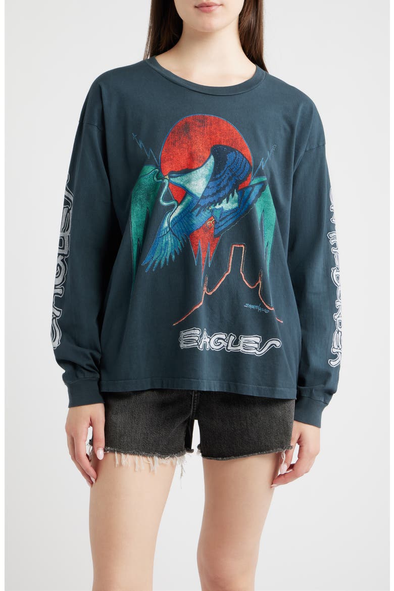 Eagles On the Border Graphic Long Sleeve T-Shirt, Main, color, VINTAGE BLACK