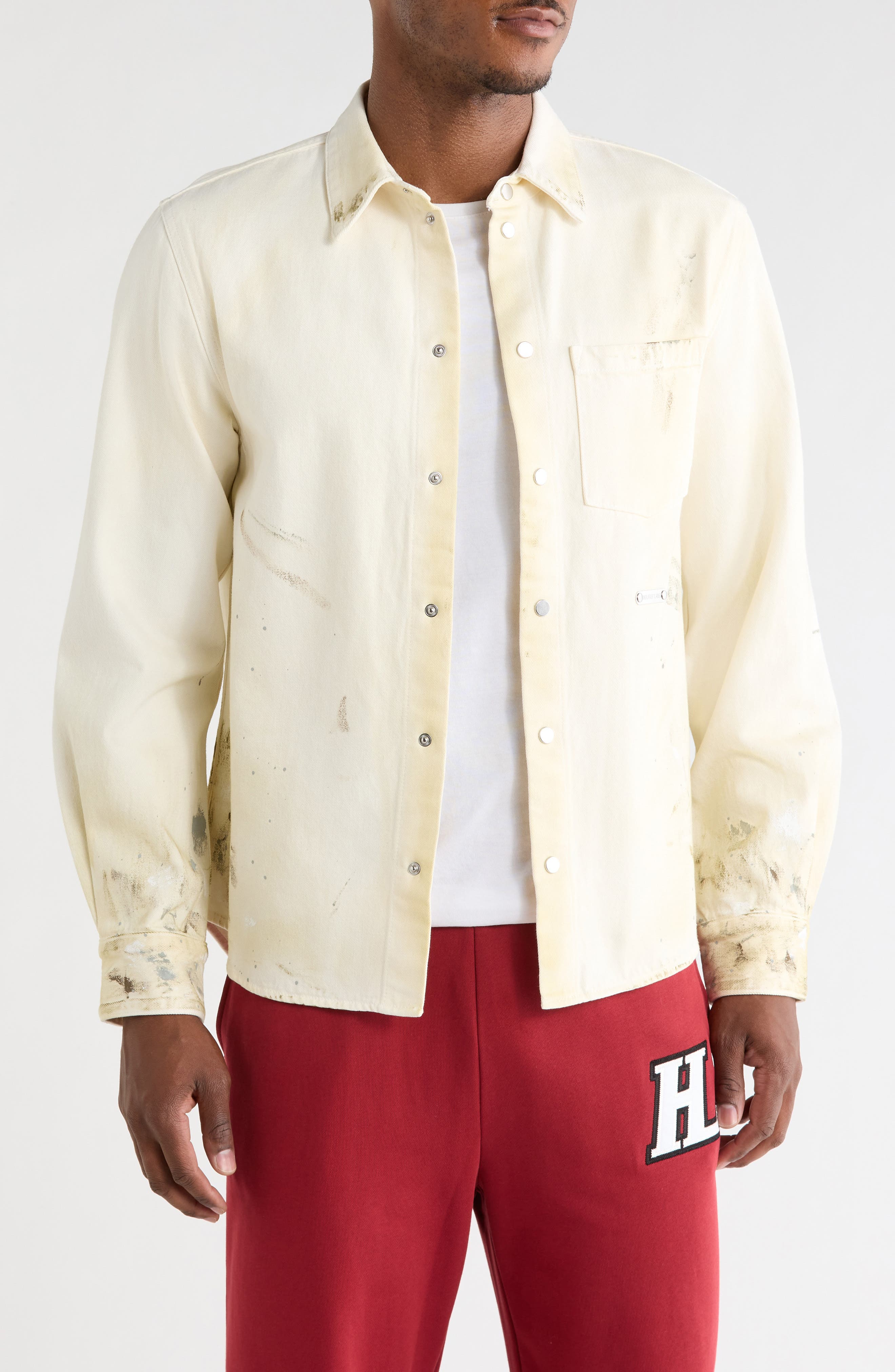 Helmut Lang Snap Front Cotton Shirt Jacket