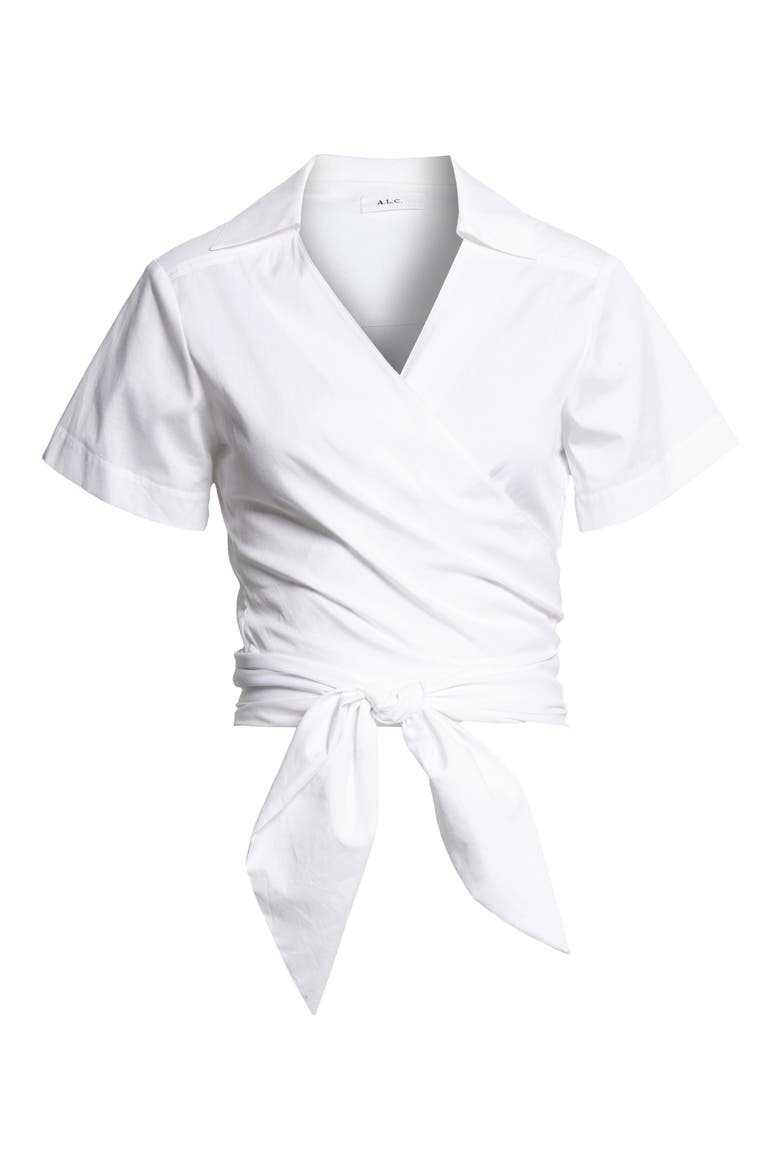 Brielle Tie Front Cotton Top, Main, color, WHITE