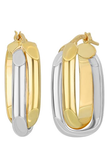 Bony Levy 14k Gold Two Tone Hoop Earrings In 14k Yellow Gold