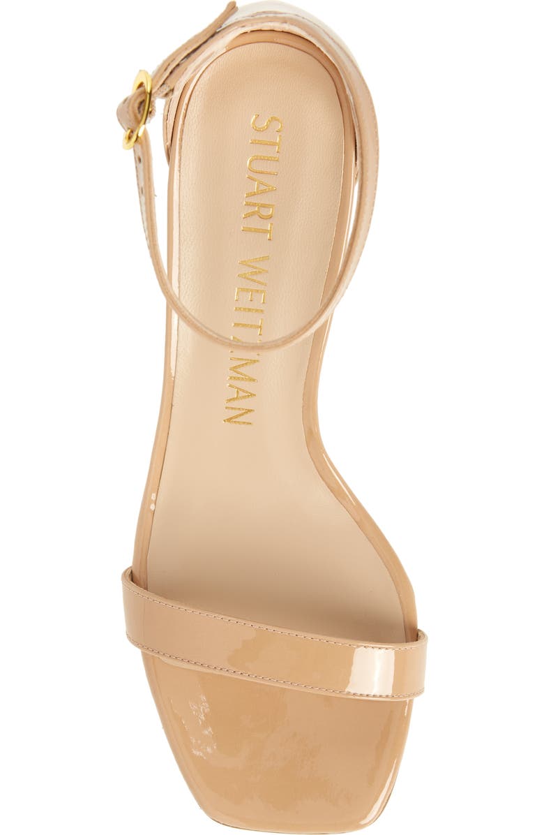 Stuart Weitzman Nudistcurve 75 Block Heel Sandal, Alternate, color, Adobe