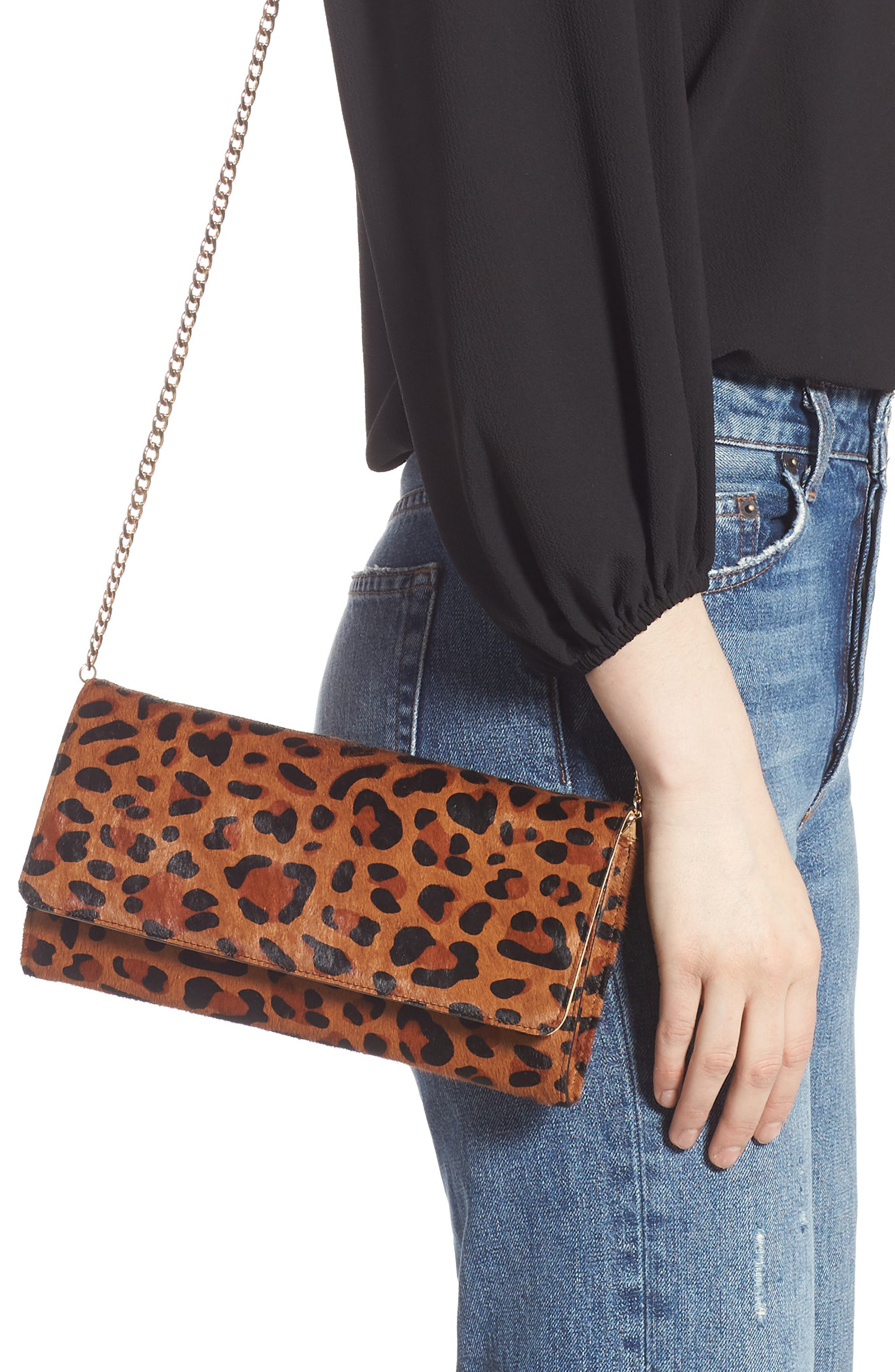 Selena Clutch, Alternate, color, BROWN AZTEC LEOPARD