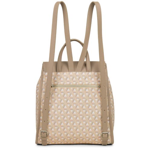 Lancaster Backpack With Flap And Snap Closure Ikon In Beige