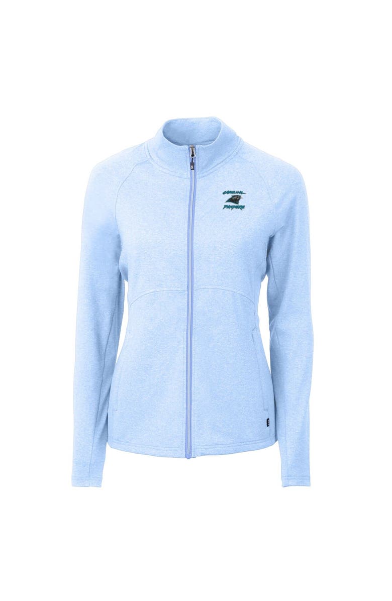 Cutter & Buck Women's Cutter & Buck Heather Powder Blue Carolina Panthers Throwback Logo Adapt Eco Knit Heather Recycled Full-Zip Jacket, Alternate, color, 