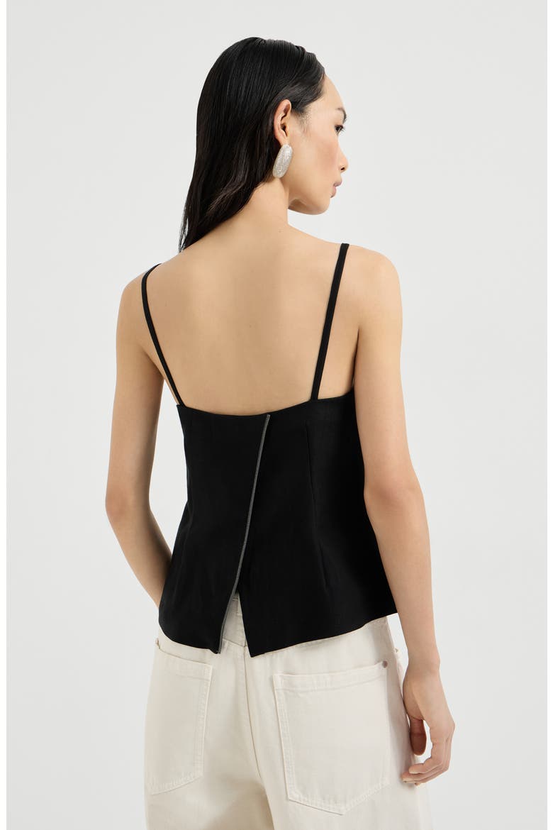 Fluid twill top with monili, Alternate, color, Black
