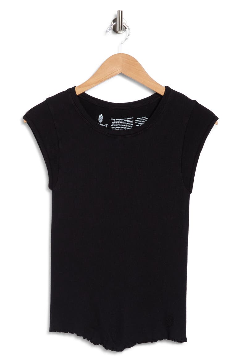 Double Point Short Sleeve Ribbed T-Shirt, Alternate, color, BLACK