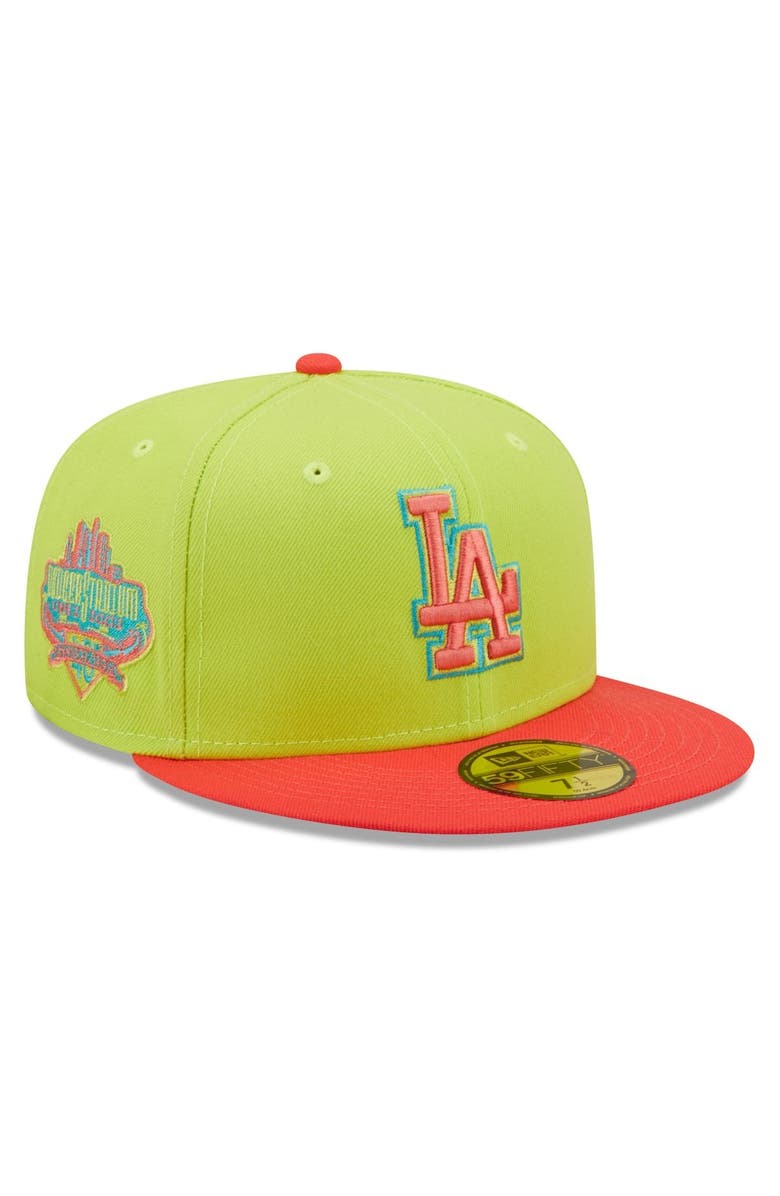 New Era Men's New Era Green/Red Los Angeles Dodgers Cyber Highlighter 59FIFTY Fitted Hat, Main, color, Green
