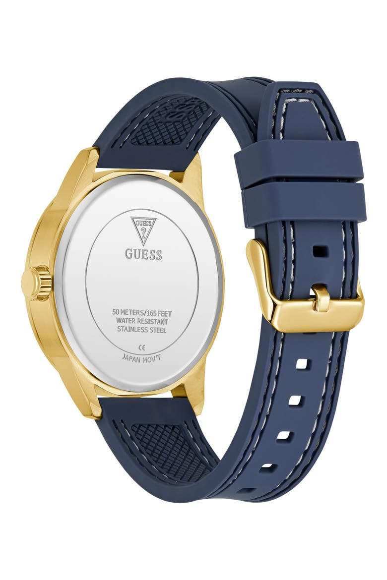 Peak Multifunction Silicone Strap Watch, 44mm, Alternate, color, BLUE