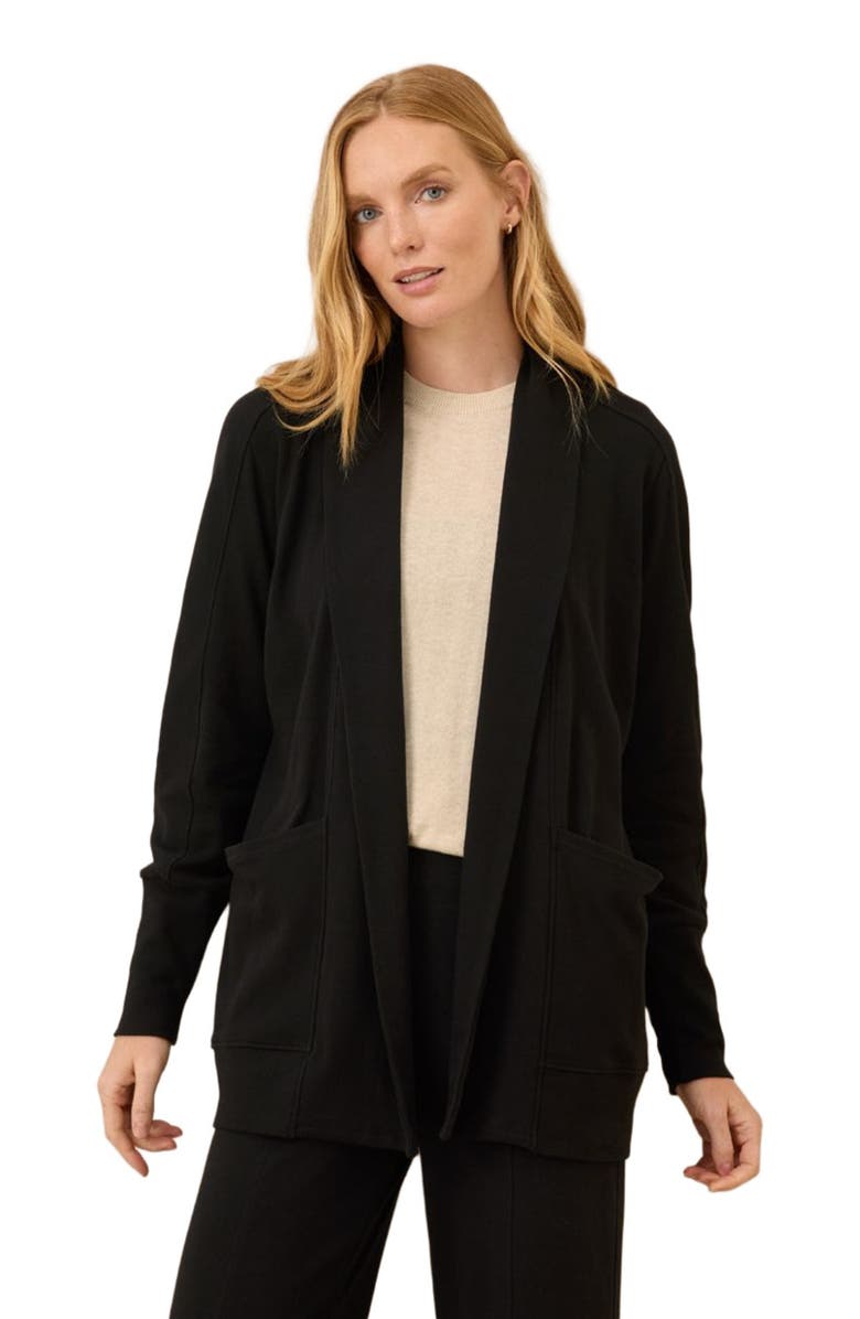 Pact Organic Cotton Airplane Wrap Cardigan, Alternate, color, Black
