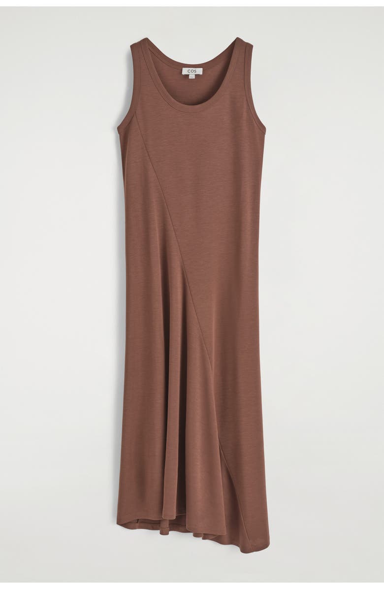 COS Asymmetric Jersey Midi Dress, Alternate, color, Brown