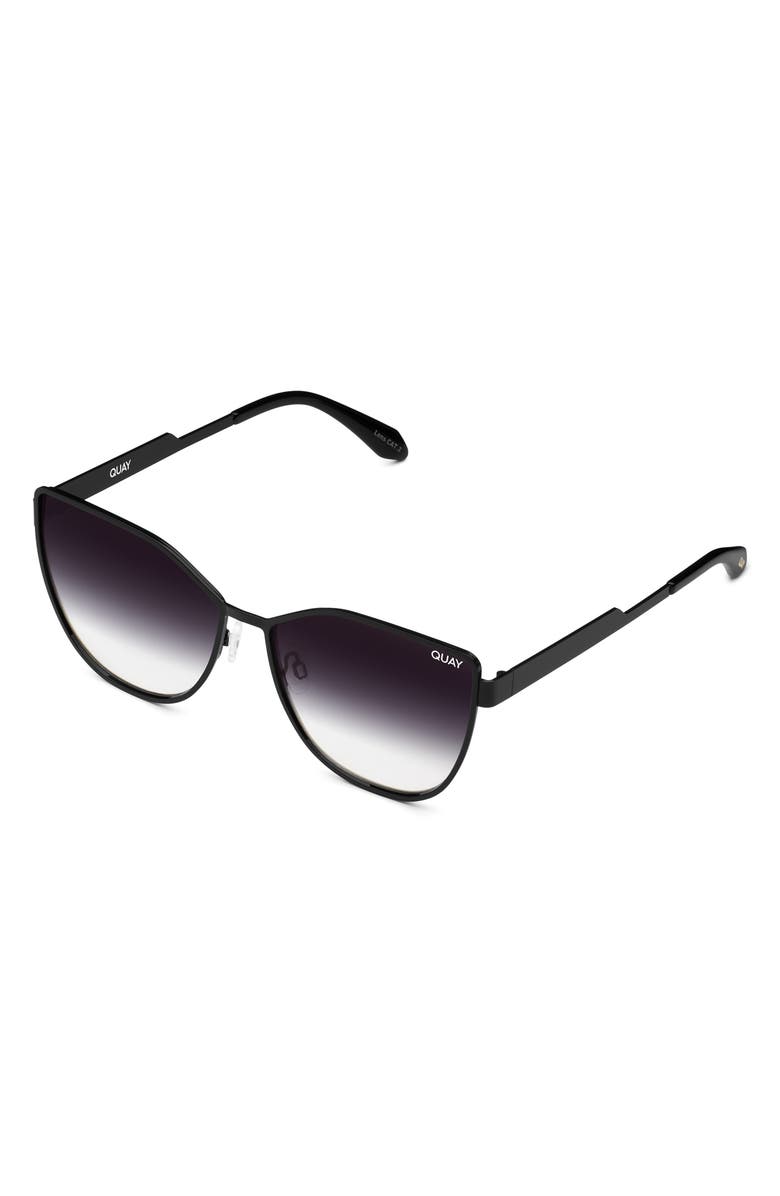 QUAY 55mm In Pursuit Cat Eye Sunglasses, Alternate, color, Black / Smoke Fade Lens