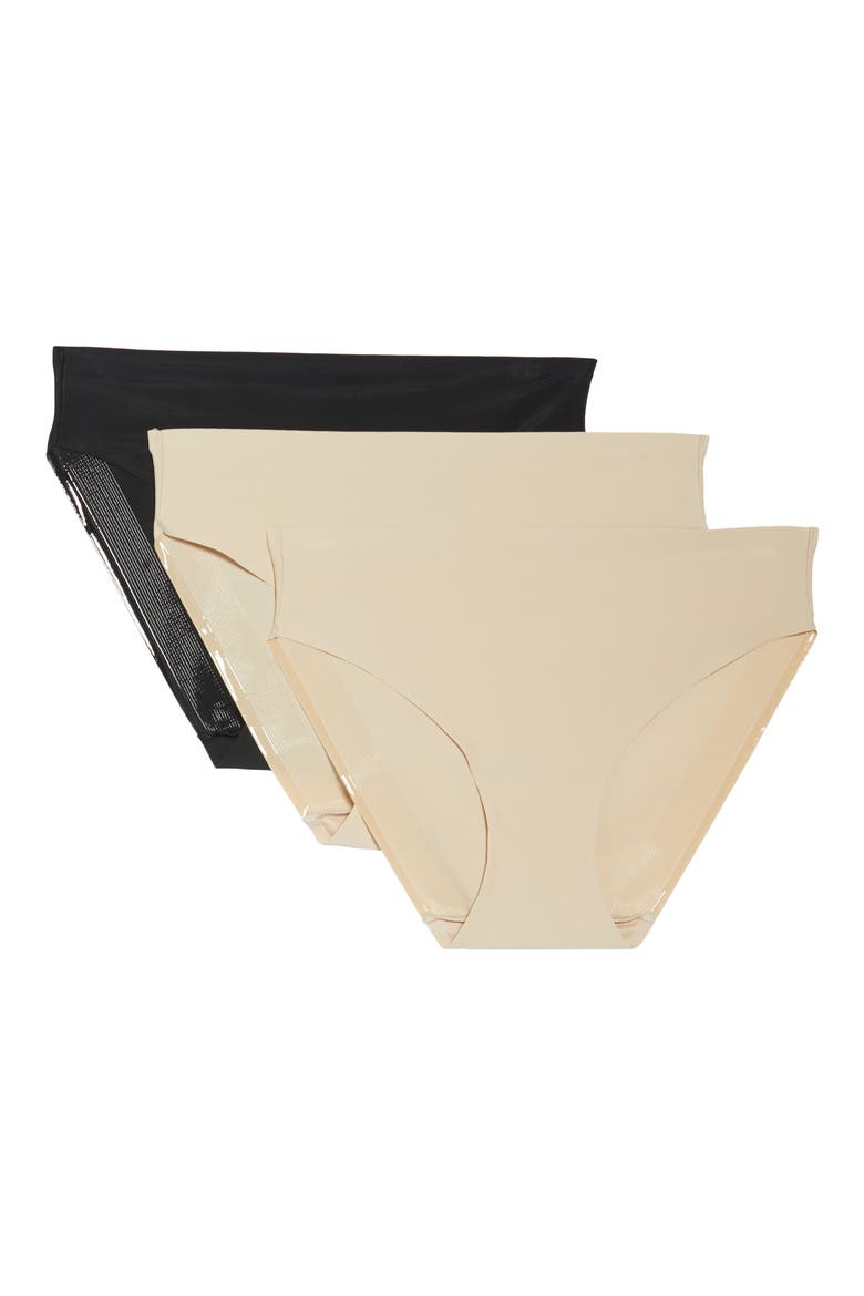 3-Pack Matte Micro Hipster Panties, Main, color, WARM BEIGE/ WARM BEIGE/ BLACK