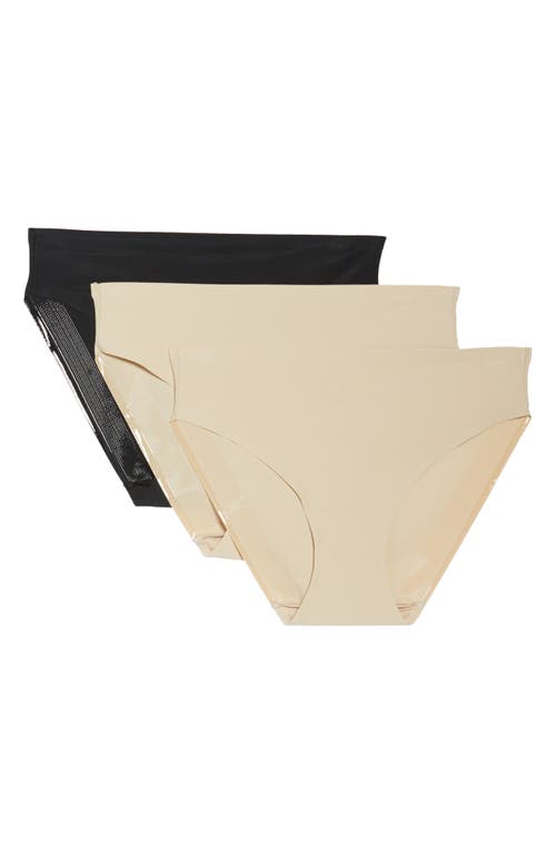 Tc 3-pack Matte Micro Hipster Panties In Warm Beige/warm Beige/black