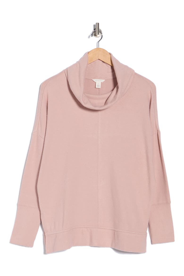 Cowl Neck Long Sleeve Tunic Top, Alternate, color, PINK ADOBE