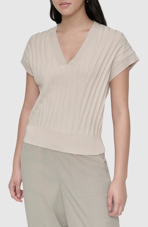 Rib Short Sleeve Sweater